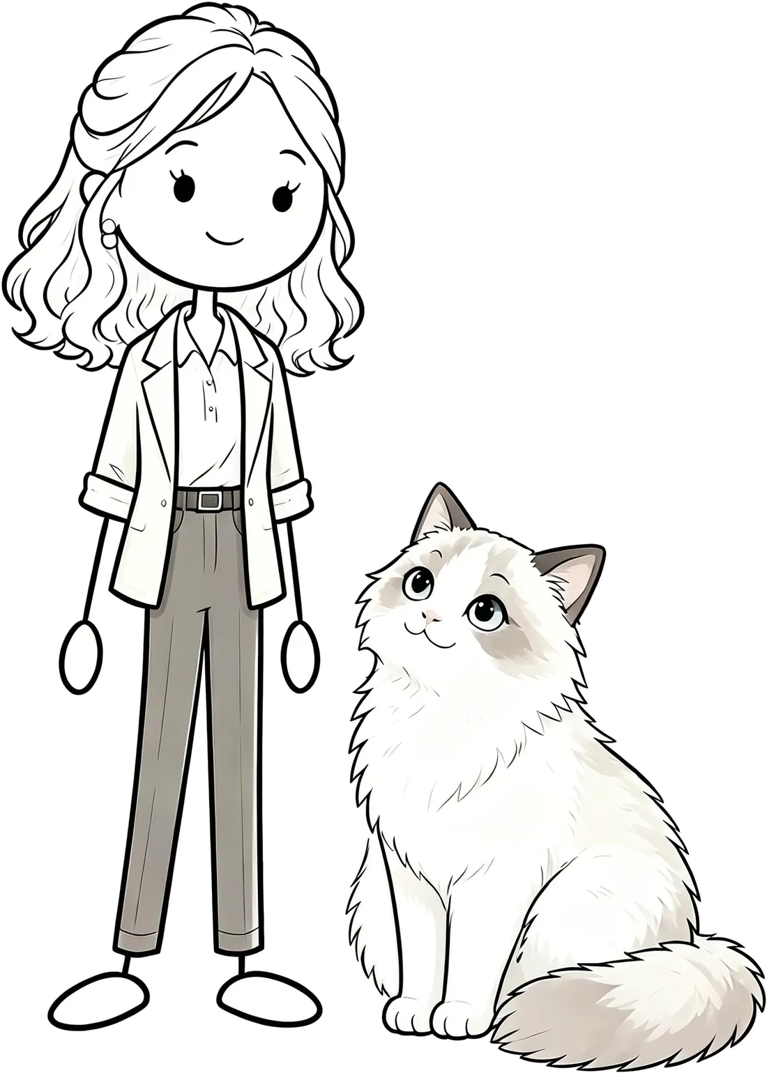 手绘插画：Sophie 与她的布偶猫